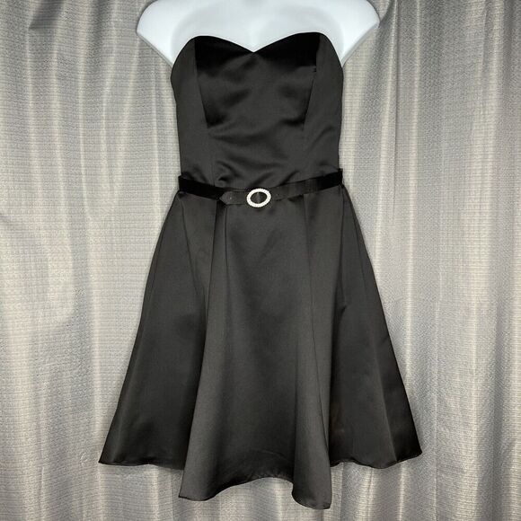 Alfred Angelo Black Cocktail Bridesmaid Dress Fitted Strapless Dress Size 10 - Picture 1 of 7